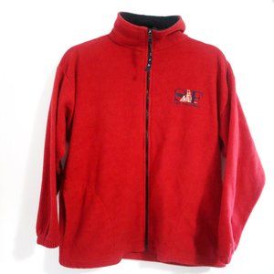 Unisex Vintage USA San Francisco Red Fleece Zip Up Sweater | Mockneck